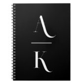 Zwart-wit modern elegant monogram notitieboek (Voorkant)