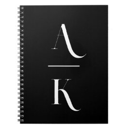 Zwart-wit modern elegant monogram notitieboek