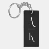 Zwart-wit modern elegant monogram sleutelhanger (Voorkant Links)