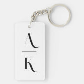 Zwart-wit modern elegant monogram sleutelhanger (achterkant)