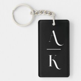 Zwart-wit modern elegant monogram sleutelhanger