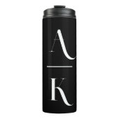 Zwart-wit modern elegant monogram thermosbeker (Voorkant)