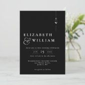 Zwart-Wit Modern Elegant Monogram Trouwen Kaart (Staand voorkant)