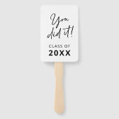 Zwart-wit Modern Elegant Script-Afstuderen Handwaaier (Achterkant)