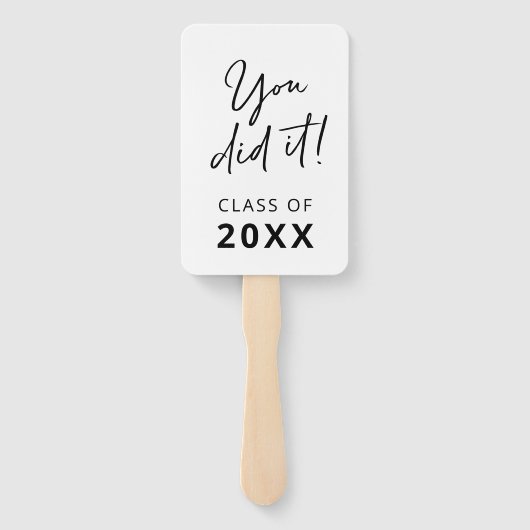 Zwart-wit Modern Elegant Script-Afstuderen Handwaaier (Achterkant)