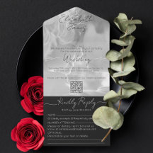 Zwart-wit modern Elegant Script Photo Weddenschap