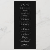Zwart Wit Modern Elegant Trouwprogramma Kaart (Achterkant)