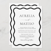 Zwart & Wit Modern Elegant Wavy Border minimaal Kaart (Voorkant / Achterkant)