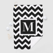 Zwart-wit modern Elegant Zigzag Monogram Golfhanddoek (Insitu)