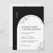 Zwart-wit, modern en eenvoudig pleisterhuwelijk kaart (Voorkant)