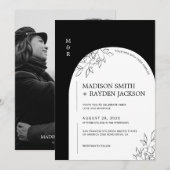 Zwart-wit, modern en eenvoudig pleisterhuwelijk kaart (Voorkant / Achterkant)