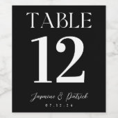 Zwart-wit modern en elegant tabelnummer wijn etiket (Enkel label)
