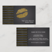 Zwart-wit, modern Faux Gold Lips Beauty Visitekaartje (Voorkant / Achterkant)