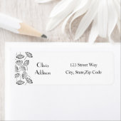 Zwart-wit modern Floral Dandelion Simple Etiket (Insitu)