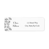 Zwart-wit modern Floral Dandelion Simple Etiket (Voorkant)