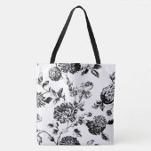 Zwart-wit modern Floral Toile Tote Bag (Voorkant)