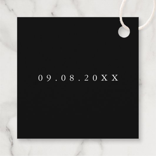 Zwart-wit Modern Floral Wedding Bedankjes Labels (Achterkant)