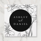 Zwart-wit Modern Floral Wedding Bedankjes Labels (Voorkant)