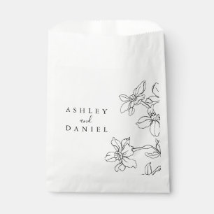 Zwart-wit Modern Floral Wedding Bedankzakje