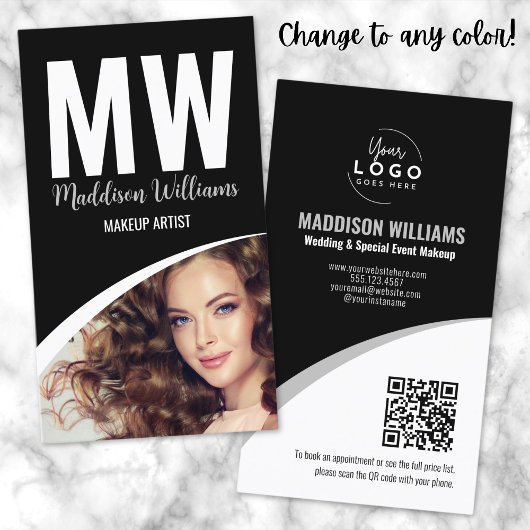 Zwart Wit Modern Foto Logo Monogram Visitekaartje