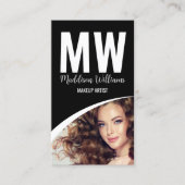 Zwart Wit Modern Foto Logo Monogram Visitekaartje (Voorkant)