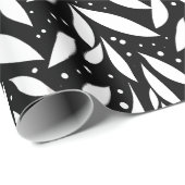 Zwart-wit modern gebladerte cadeaupapier (Rol Hoek)