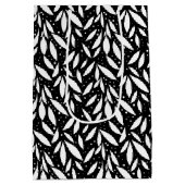 Zwart-wit modern gebladerte medium cadeauzakje (Achterkant)
