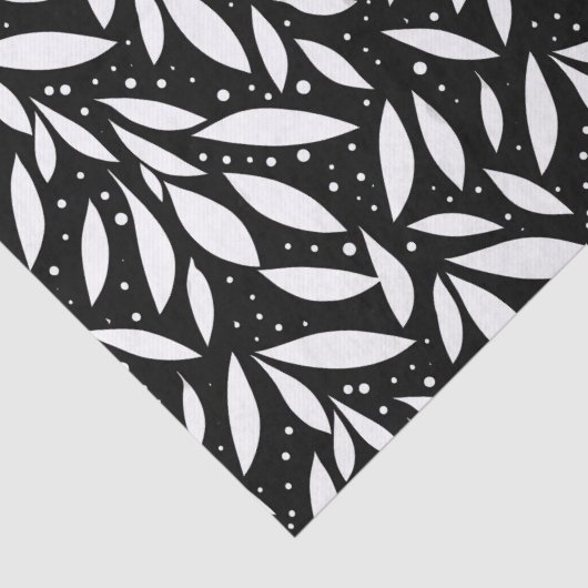 Zwart-wit modern gebladerte tissuepapier (Detail)
