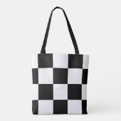 Zwart-wit, modern, gecheckt patroon tote bag (Achterkant)