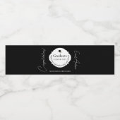 Zwart-wit Modern Gefeliciteerd Afstuderen Waterfles Etiket (Enkel label)