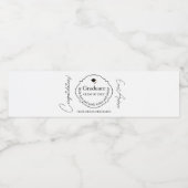 Zwart-wit Modern Gefeliciteerd Afstuderen Waterfles Etiket (Enkel label)