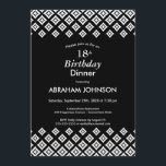 Zwart wit modern Geometric 18th Birthday Dinner Kaart<br><div class="desc">Een moderne zwarte en witte geometrische 18e feestdag voor de verjaardag.</div>