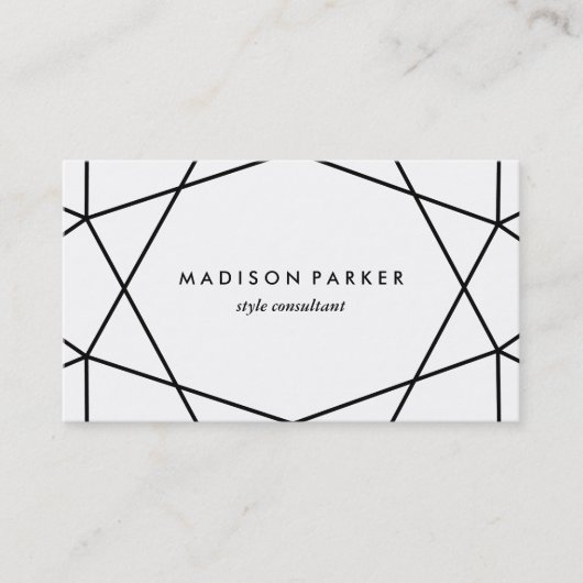 Zwart-wit Modern Geometric Visitekaartje (Voorkant)