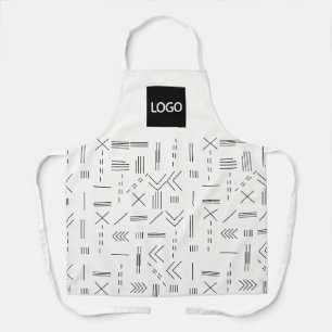 Zwart Wit Modern Geometrisch Bedrijf Logo Schort