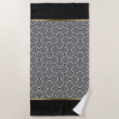 Zwart-wit modern geometrisch patroon strandlaken (Voorkant)
