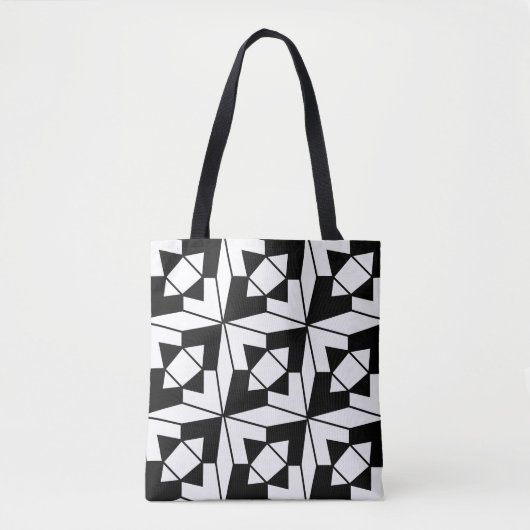 Zwart-wit modern geometrisch patroon tote bag (Voorkant)
