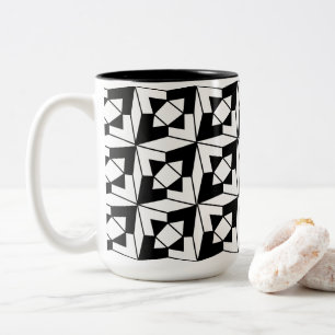 Zwart-wit modern geometrisch patroon tweekleurige koffiemok