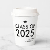 Zwart Wit Modern Gepersonaliseerd Afstudeerfeest Papieren Bekers (Achterkant)