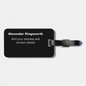 Zwart-wit modern gepersonaliseerd monogram bagagelabel (Achterkant horizontaal)