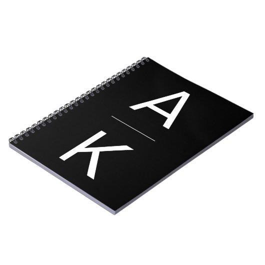 Zwart-wit modern gepersonaliseerd monogram notitieboek (Linkerzijde)