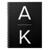 Zwart-wit modern gepersonaliseerd monogram notitieboek (Voorkant)