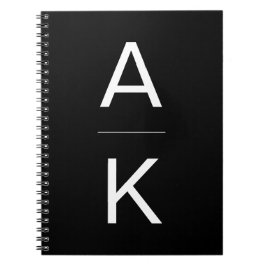 Zwart-wit modern gepersonaliseerd monogram notitieboek