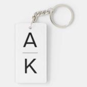 Zwart-wit modern gepersonaliseerd monogram sleutelhanger (achterkant)