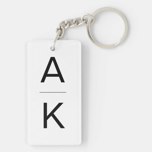 Zwart-wit modern gepersonaliseerd monogram sleutelhanger (achterkant)