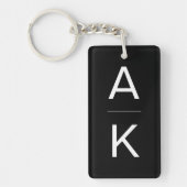 Zwart-wit modern gepersonaliseerd monogram sleutelhanger (Voorkant)