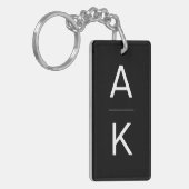 Zwart-wit modern gepersonaliseerd monogram sleutelhanger (Voorkant Links)