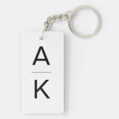 Zwart-wit modern gepersonaliseerd monogram sleutelhanger (achterkant)