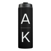 Zwart-wit modern gepersonaliseerd monogram thermosbeker (Voorkant)