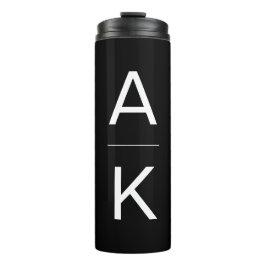 Zwart-wit modern gepersonaliseerd monogram thermosbeker