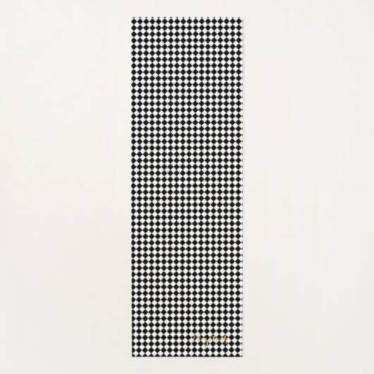 Zwart Wit Modern Geruite Monogram Oefening Yogamat (Voorkant)